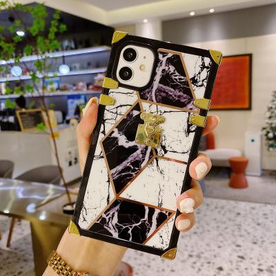 China TPU Black Square Design Phone Case Plating Corner Cover For Iphone 13 12 mini 11 pro XR max X 8 7 6 plus for sale