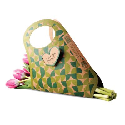 China Recyclable Durable Using Low Price Flower Bag Kraft Flower Printing Paper Bag For Flower With Handle for sale