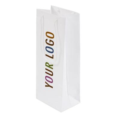 China Recyclable Personalized Custom Kraft Wine Paper Bag Logo with Handles for sale