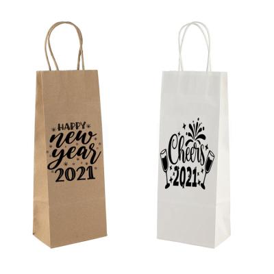 China Recyclable High Quality Recycled Kraft Paper Gift Packaging Bags For Wine for sale