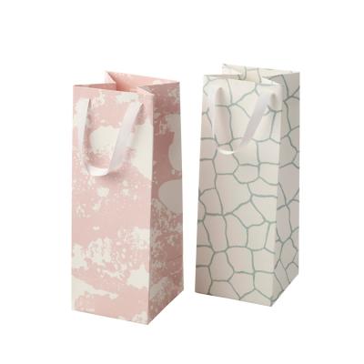 China Wholesale Recyclable Custom Logo Wine Bottle Gift Paper Bags With Handles for sale