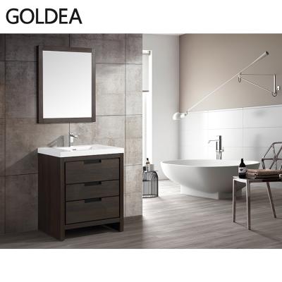 China Modern Wooden Bathroom Vanity Furniture Standing MDF Bathroom Cabinet for sale