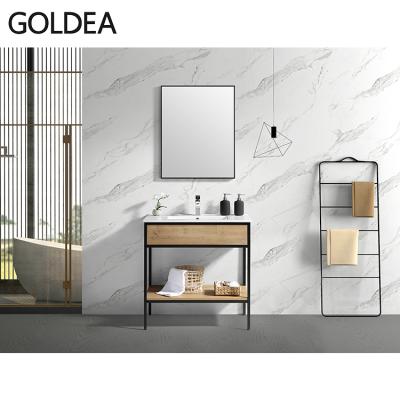 China New Arrival Vanity Wholesale Iron Support Free Standing Single MDF Cabinet Bathroom Vanity for sale