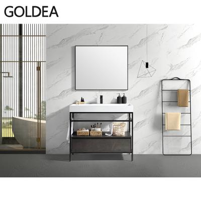 China Wholesale New Arrival Vanity Free Standing Modern Marble Vanity Bathroom Sink Cabinet for sale