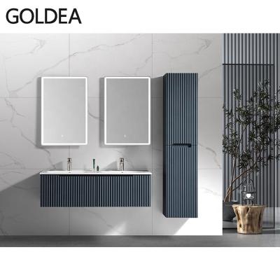 China New Modern European Luxury Bathroom Vanity Unit Double Sink Bathroom Furniture for sale