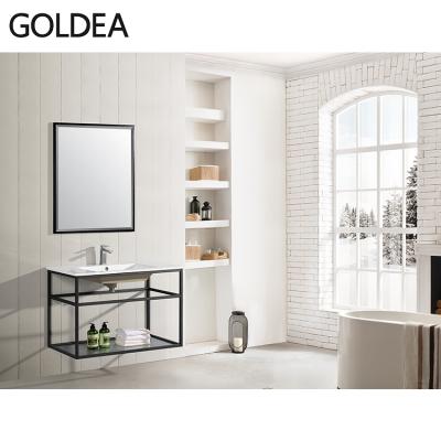 China Wholesale New Arrival Wall Mounted Contemporary Vanity Basin Unit Metal Bathroom Vanity for sale