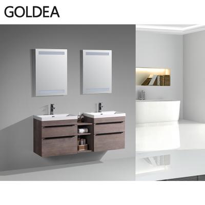 China Modern Modern MDF Wall Vanity Double Sink Bathroom Vanity Bath Furniture for sale