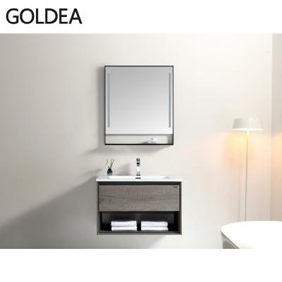 China Modern Simple Led Mirror Washroom Vanity Melamine Modern Bathroom Cabinet for sale