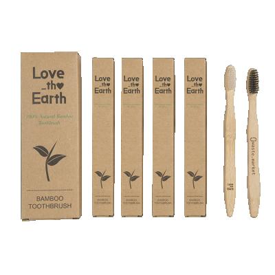 China Disposable Eco-Friendly 100% Natural Biodegradable Bamboo Toothbrush with 4 Pack for sale