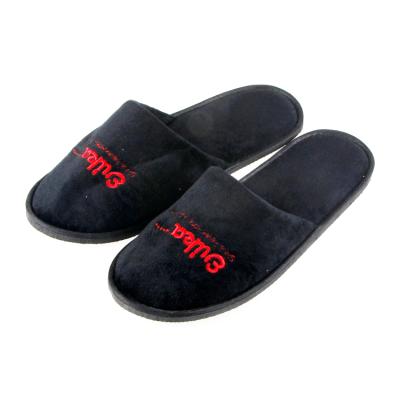 China Closed Toe Personalized Black Terry Slippers Disposable Hotel Slippers for sale