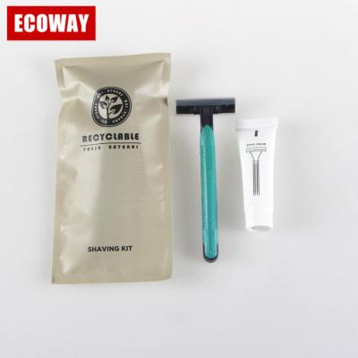 China Cheap Twin Blade Customized Hotel Travel Shaving Kits Disposable Shaving Cream Plastic Shaving Razor for sale