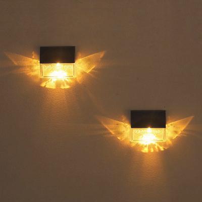 China LANDSCAPE Easy To Install Garden Decor Small Butterfly Shade Backyard RGB LED Solar Fence Step Light Solar Outdoor Waterproof Post Deck for sale