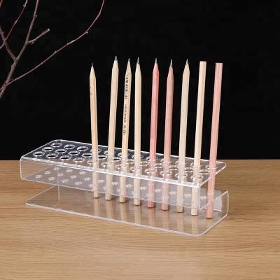 China Acrylic Wholesale Pencil Stand Retail Store Pen Display Clear Slanted Acrylic Pen Holder for sale