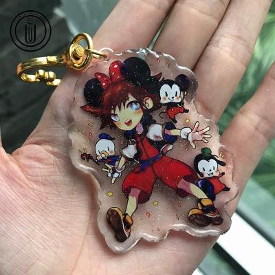 China Promotional Gift/Decoration Gift/Souvenior Jinlei Laser Cut Glitter Key Chain Custom Double Sided Japan Design Anime Character Acrylic Printed Charm for sale