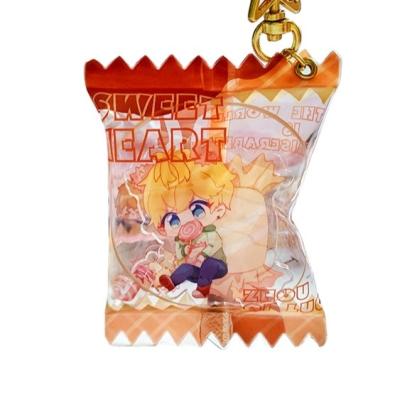 China Jinlei Plastic Custom Acrylic Candy Key Chain Printing Plastic Transparent Acrylic Candy Bag Inflatable Charms As Gift for sale