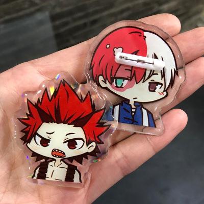 China Anime Badge Cartoon Acrylic Custom Printed Acrylic Pin With Glitter Epoxy for sale