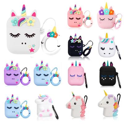 China Luxury Cute Cartoon 3D PVC Case Silicon For Airpod Cases Bulk Designer Animal Unicorn Case For Airpods 2/1 Wholesale Case For Airpod Filling for sale