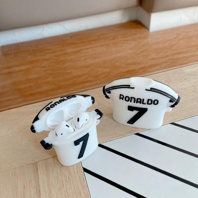 China Cute Ronaldo Jersey Soccer Earbuds Headphone Cases 3D PVC Case Brand Sports Football For Airpods 2/1 Protective Silicone Cases For Airpods for sale