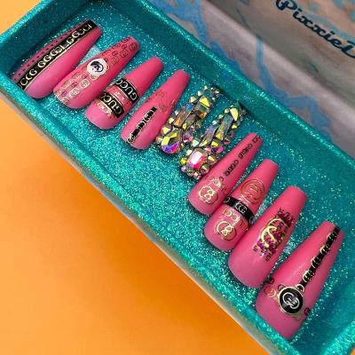 China Handmade French Artificial Nails Press On Nails Brand And Color Custom Fake Nails for sale