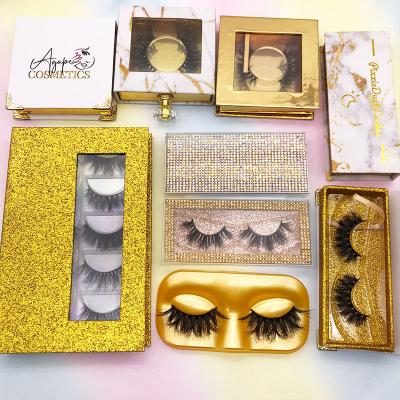 China 25mm Natural Mink Strip Lashes Wholesale Custom Eyelash Packaging Box White Mink Lashes Wholesale 25mm Color for sale