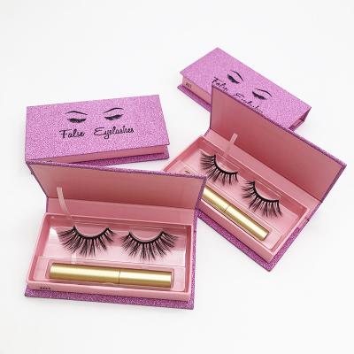 China Long Natural Magnetic Eyelashes 5 Magnets Mink Or Synthetic Silk Magnetic Lashes With Eyeliner Kit Private Label Packaging for sale