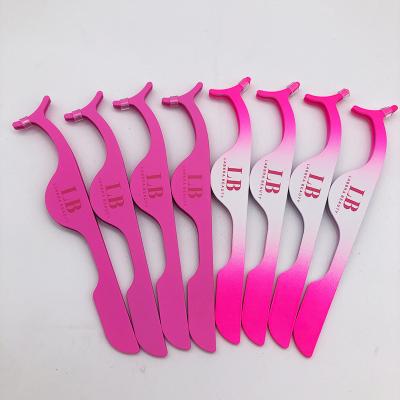 China For Private Label False Eyelash Custom Eyelash Tools Eyelash Tweezers Rose Gold Applicator for sale