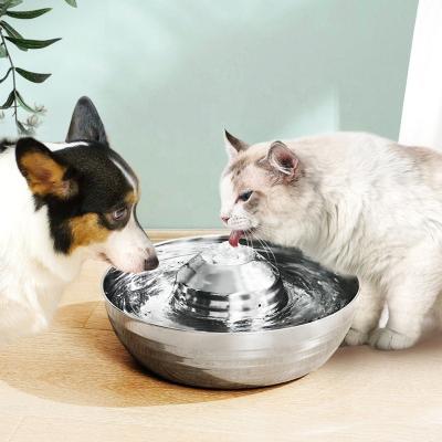 China 2L Cat Water Fountain Auto Stainless Steel Pet Cat Water Dispenser Cat Drinking Fountain Pet Water Filter Automatic Round Dog Fountain for sale