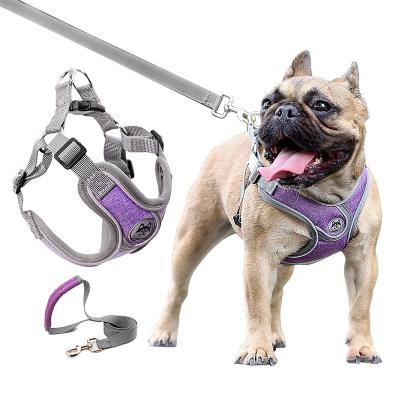 China New Design Custom Made Dog Chest Harness Medium Small Pet Reflective Ensures Reflective Type Dog Pet Harness Vest Leash for sale