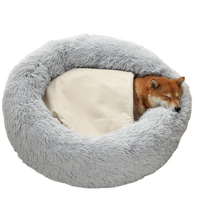 China Cat Bed Removable Pet Cushion Washable Soft Plush Blanket Soft Dog Bedding Washable Comfortable Donut Around Dog Bed for sale