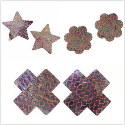 China Anti-bumping Underwear Disposable Tattoo Nipple Cover Mermaid Fish Scale Pisties Nipple Bra Star Pies for sale