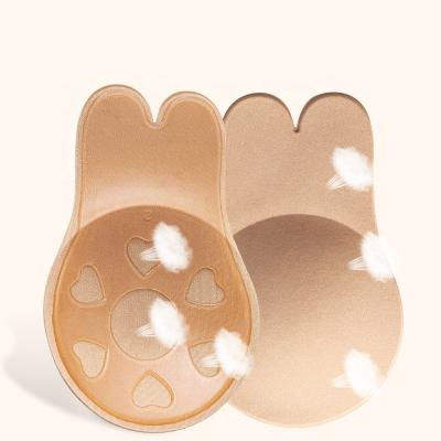 China Lady Rabbit Ear Adhesive Reusable Sexy Bra Lift Invisible Silicone Breast Nipple Covers for sale