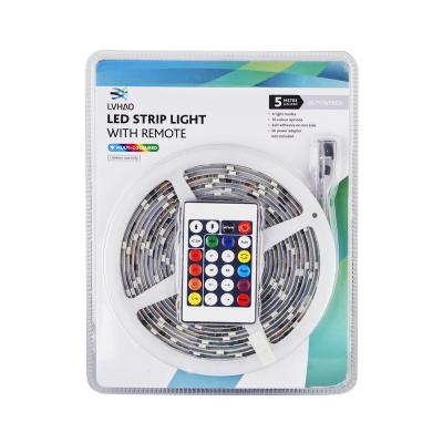 China Warehouse Smart 12V 5M Flexible SMD5050 RGB Waterproof IP65 Remote control Led Strip Light for sale