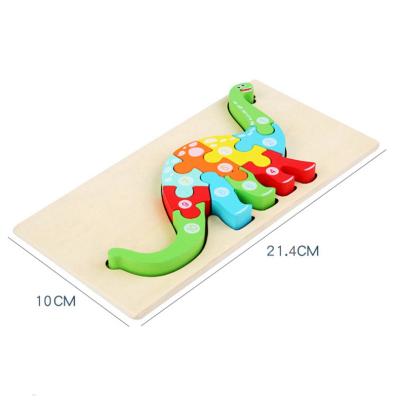 China Cartoon Toy Hot Sale 18 Styles Wooden Jigsaw Puzzle 3D Educational Learning Toys For Kid for sale