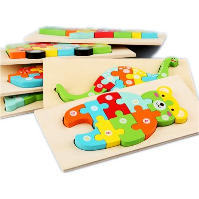 China Educational Toy Custom Design Cute Cartoon Animal Child Puzzle Toys Wooden 3D Puzzle for sale