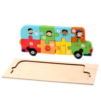 China Toy Factory Wholesale 3D cartoon animal puzzle kids wooden educational toys building blocks grasp baby cartoon puzzle for sale