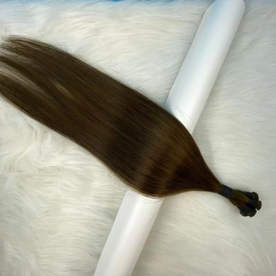 China Beautiful Hair Extension Silky Straight Virgin Hair Double Weft Hand Drawn Tied Weft for sale