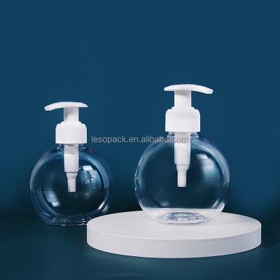 China Wholesale 300ml Round Cosmetic Clear PET Plastic Bottle Ball Shape Shampoo Hand Detergent Packaging Lotion Pump Bottle Ball Shape for sale