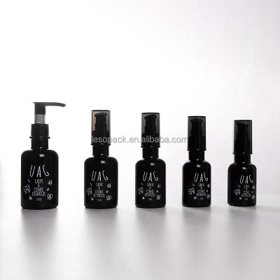 China Neues Design 120/150/200ml Kosmetik 80/100 Halsflasche Lotion Pumpe Flaschen/OEM Kosmetik Kunststoff Lange schwarze Pumpe Design Hautpflege Verpackung zu verkaufen