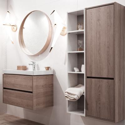 China Modern New Design Melamine Panel Water Proof Wall Mounted Cabinet Bathroom Vanity for sale