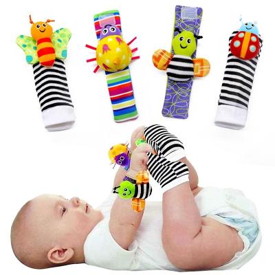 China Softly 2022 Popular Animal Children Toy Plush Wrist Rattle Baby Infant Newborn Foot Socks for sale