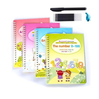 China Magical Gift 4 Pcs Practice Notebook for Children Reusable Discovery Enrollment Kids Books Calligraphy Notebook with Pens for Kindergarten for sale