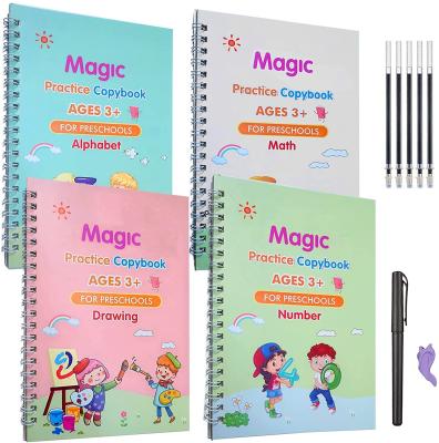 China Gift Practice Notebook for Kids - The Writing Book Print Writing Practice Notebook-Reusable (Four Books with Pen) for sale