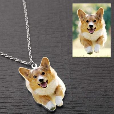 China Personalized Necklace Environmentally Friendly Sterling Silver Custom Pet Dog Cat Picture Heart Pendant Necklace for sale