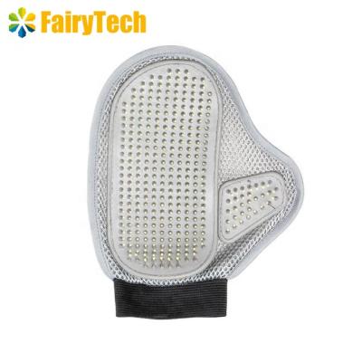 China Viable Plant Dog Pet Bathing Glove Metal Needles Rounded Tops Yellow Hair Remover Brush for sale