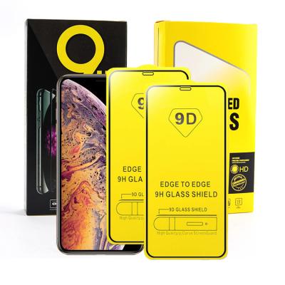 China 99% Full Transparent 9D Hd Clear 3D Glass 0.33mm Full Tempered Glass Screen Protector For Iphone 11 pro X Xr Xs Se Max 7 12 13 8 plus for sale