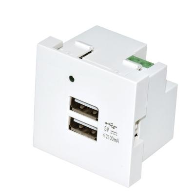 China PC Mobile Phone Charging Gold Charger 5V 2.1A, PC Home 45*45 USB Charger Module USB Vendor White USB Power Conference Type A+Type A for sale