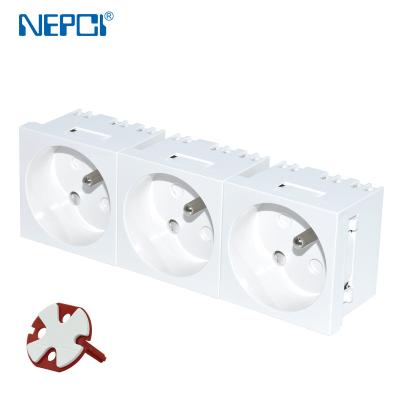 China NEPCI Residential / General Purpose French Rated Voltage 250V Power Socket Module PC Material 45*135mm for sale