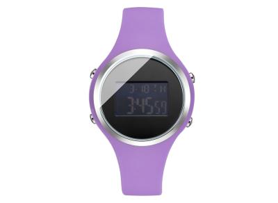 China Silicone Ladies with lcd screen In Purple Color / digital lcd watch for sale