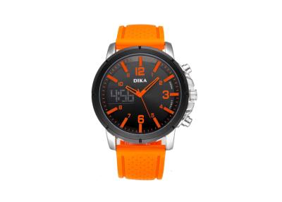 China Custom Orange Big Dial Quartz Digital Dual Display Wrist Watch With Japan Movt for sale