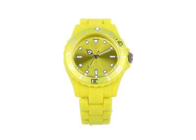 China Yellow Analog Japan Movement Plastic Ladies Quartz Wrist Watch With PC Strap for sale